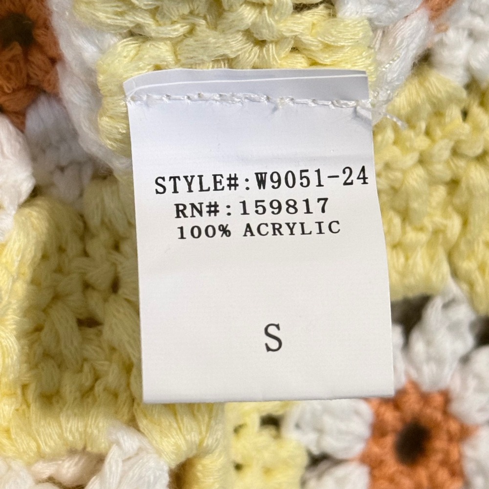Altar'd State Yellow Daisy‎ Crochet Crop Top Boho Floral Knit Tank Womens Small - Picture 9 of 10